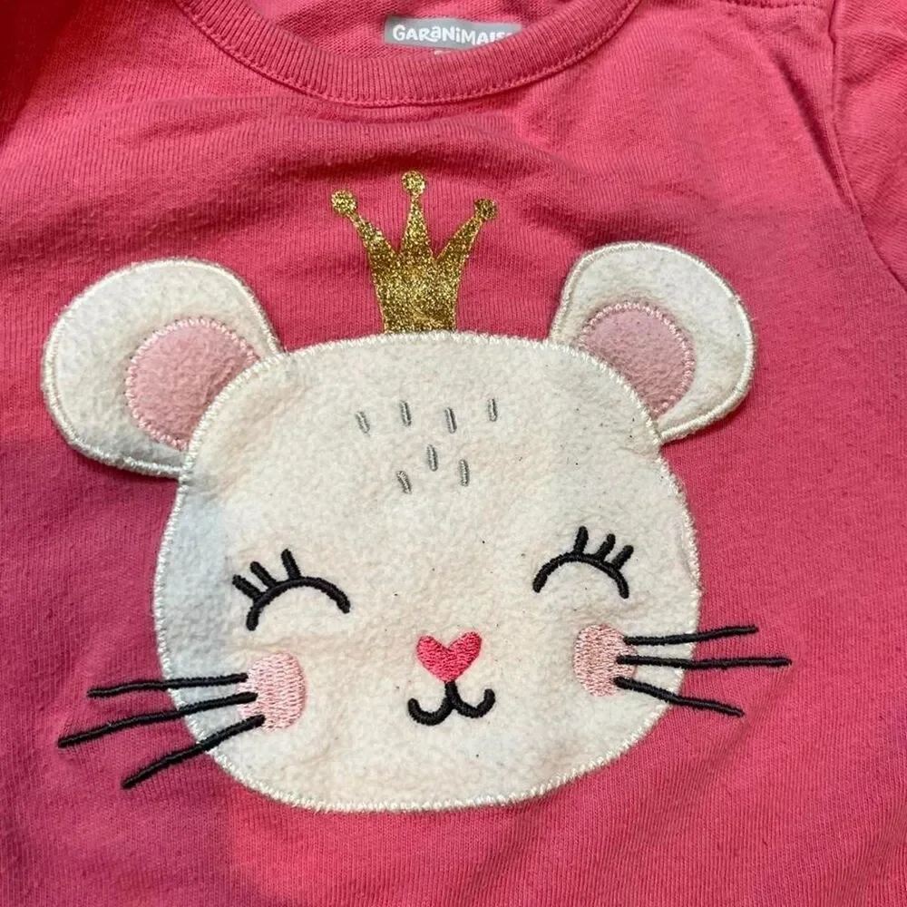 Garanimals baby girl set, pink long-sleeve bodysuit, matching pants 12m